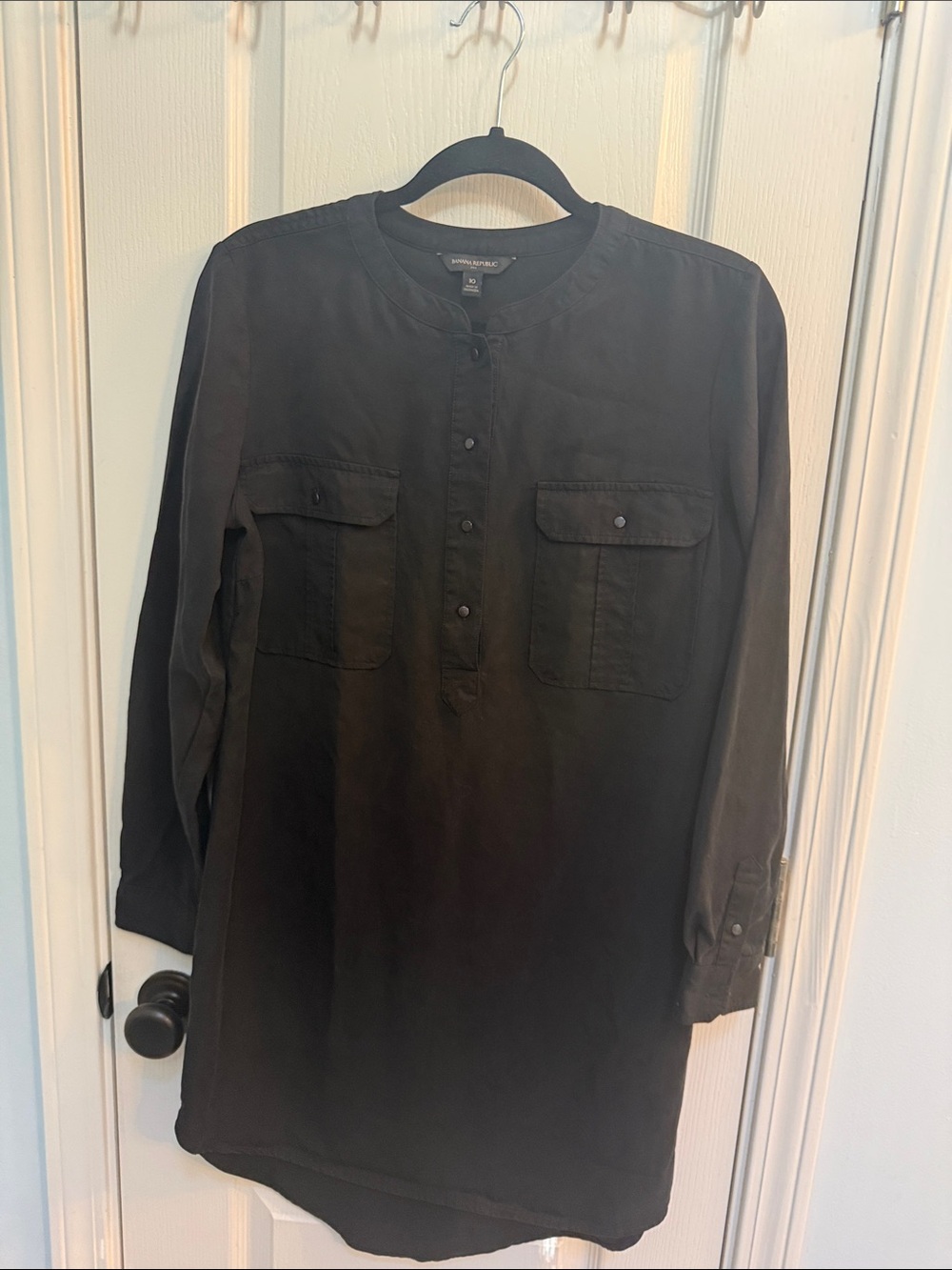 Banana Republic Black Long Sleeve Shirt Dress